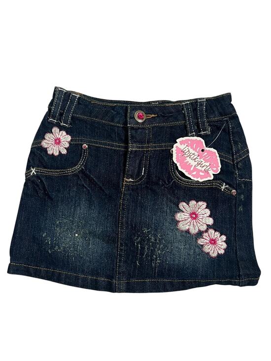 Lipstik Girls Other - Lipstik Girls Denim Skirt Girls 4 Blue Embroidered Floral Mini New With Tags NWT